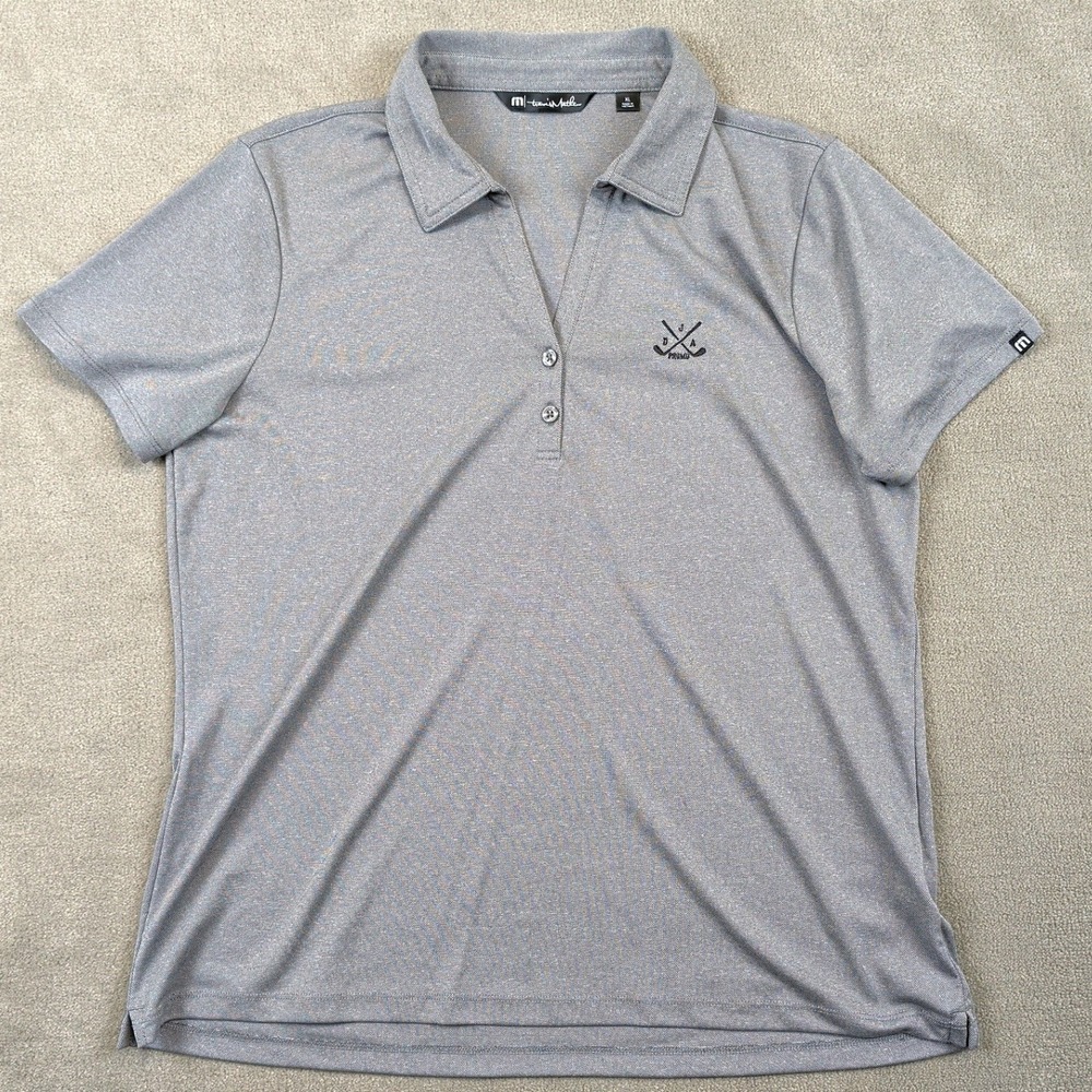 TravisMathew Golf Polo Shirt Womens XL Gray Heather Short Sleeve Stretch Logo